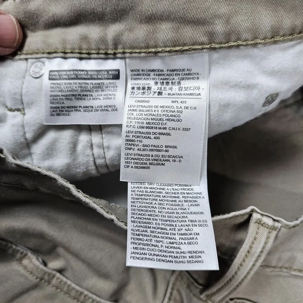 Levis 541 Jeans Mens 35x28 Khaki Athletic Tapered Stretch Workwear American